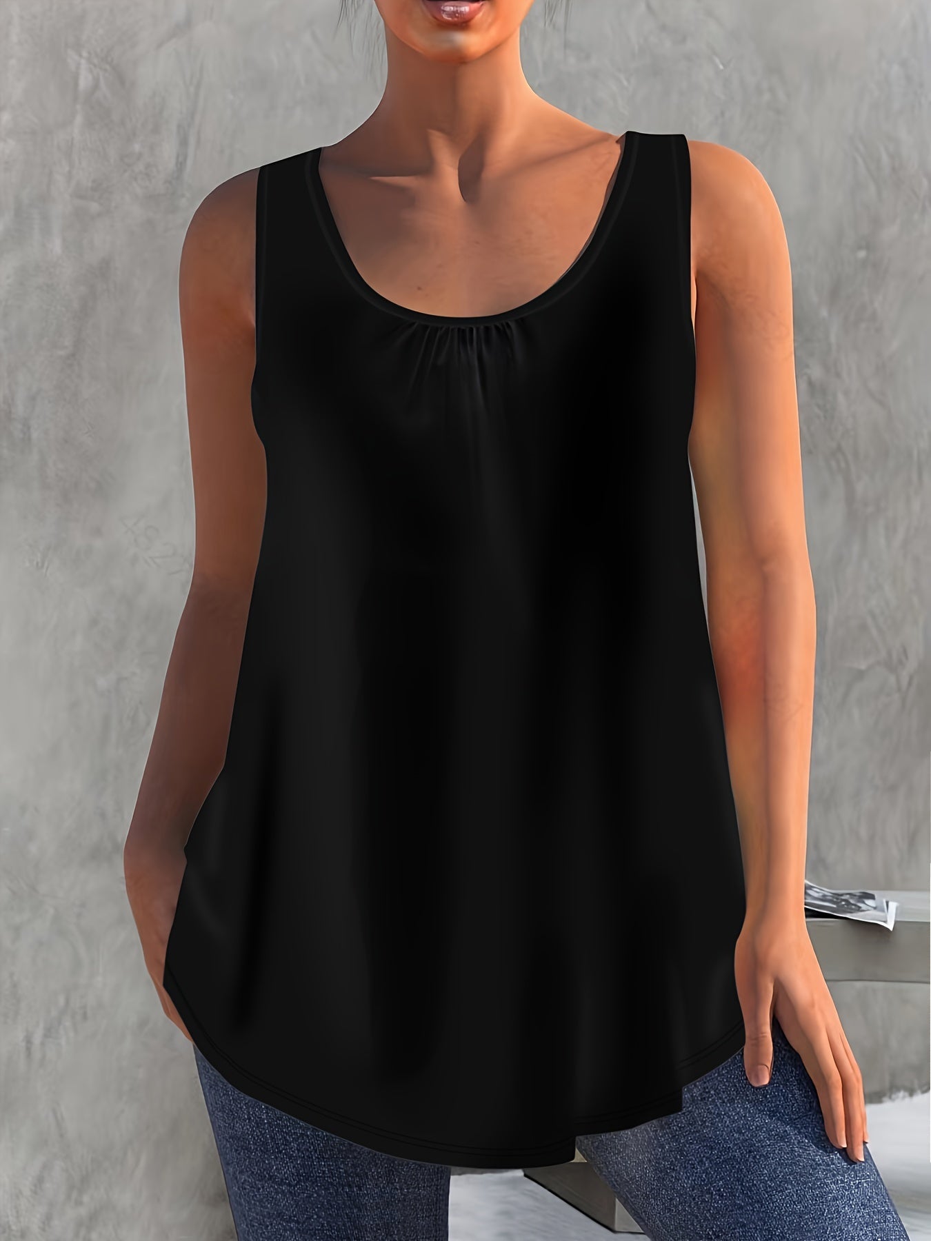 Solid Color Pleated Vest