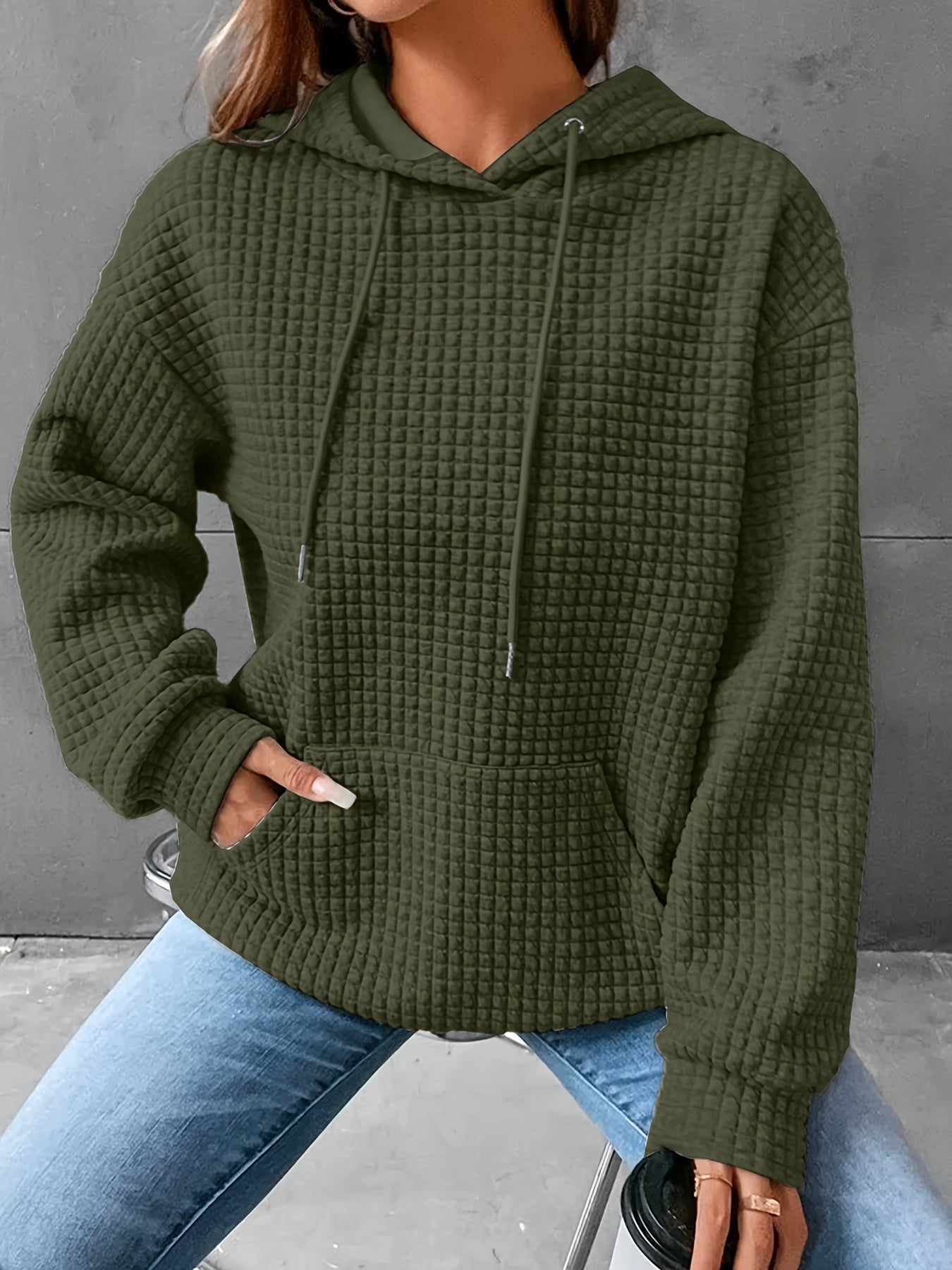 Plus Size - Women'S Plus Size Bright Orange Cable Hoodie - Cozy Loose Fit Pullover with Drawstring, Casual All-Season Wear, Casual Wear Hoodie | Cable Hoodie | Construction, Sweater Hoodie
