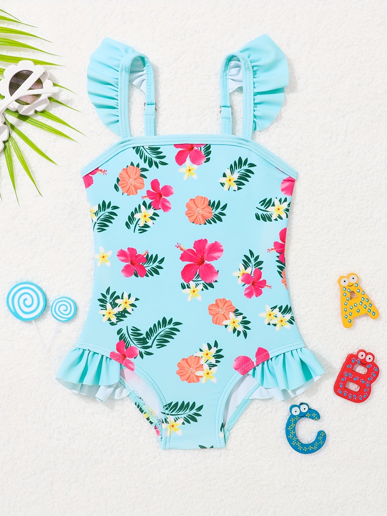Baby Cute Rainbow Print Onesie Kids Swimsuit Girls Quick Drying Swimwear