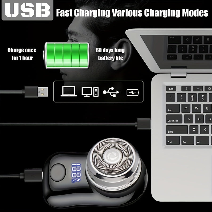 Men's electric shaver, USB charging, digital display function, compact and portable, suitable for business trips, a holiday gift for men
