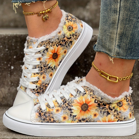 Fashion Printed Sun Flower Strap Casual Shoes