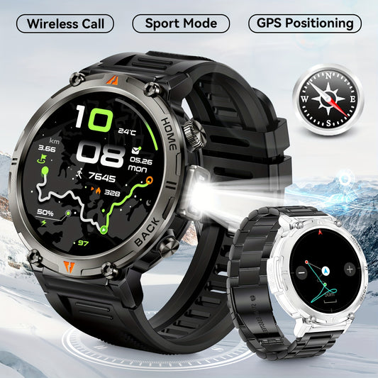 KE3 Upgraded KE3PRO Smartwatch with GPS & Compass, 530mAh High-Voltage Battery, Wireless Calls, Sports Mode, 3.68cm HD Display, Compatible with for iphone & Android, Ideal for Fitness & Outdoor Activities, Perfect Gift for Holidays & Birthdays, Fitness Tr