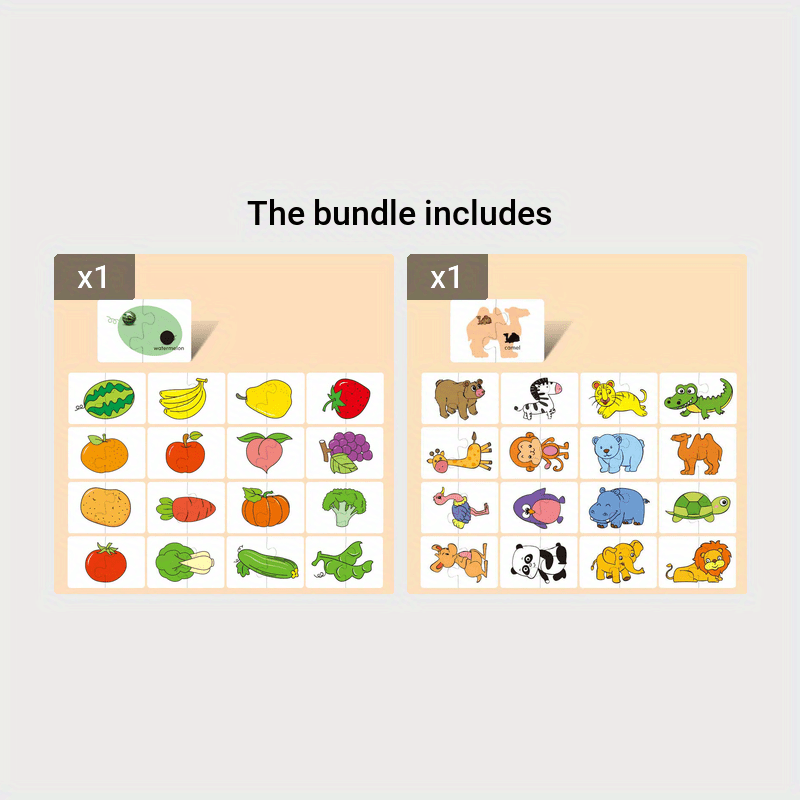 16pcs Toddler Puzzle Cards Toys for Kids Jigsaw Matching Game Education Toys Cartoon Shape Cognitive Training Gift