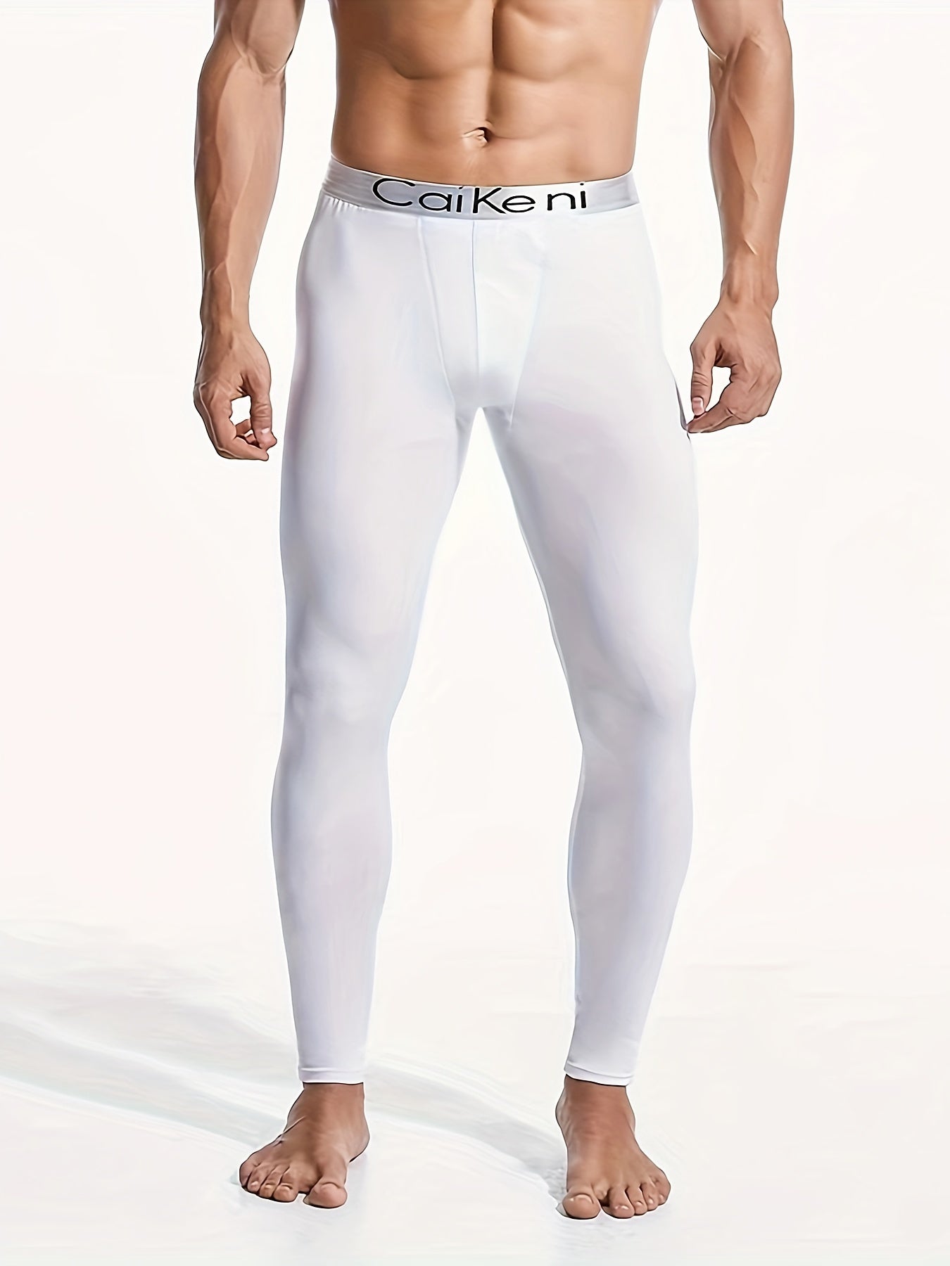 Men's Thermal Underwear Pants, Slim Leggings, Fleece Thickened Skinny Warm Long Pants, Men's Warm Pants For Autumn Winter