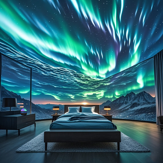 Northern Lights Projector, Plastic, USB Powered, Remote Control & Non-Rechargeable Battery, Game Room, Bedroom, Living Room, Ideal Christmas Gift for Boys And Girls