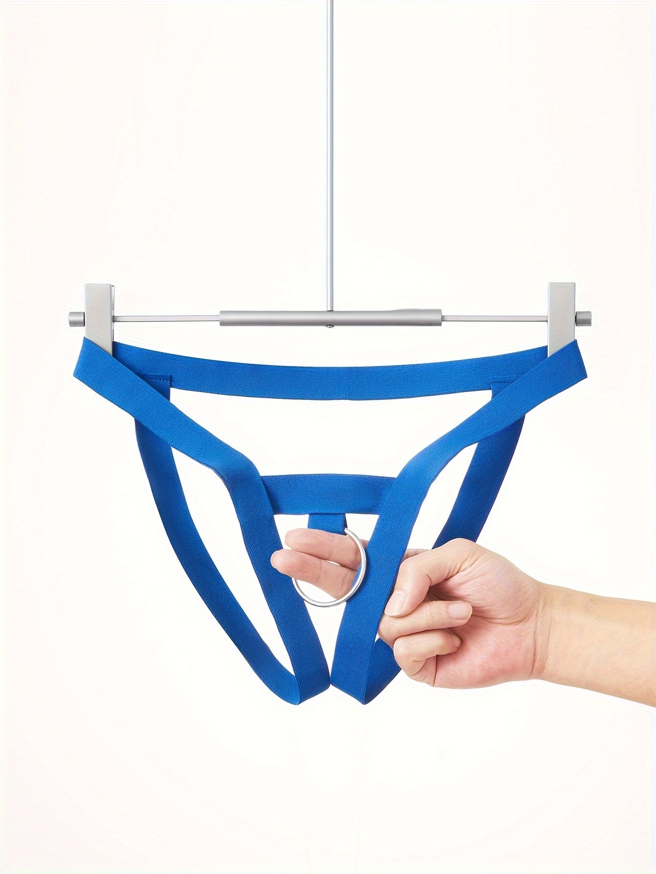 Men's Nylon Underwear Lingerie Open Hip Briefs with Straps Men's Bikini Briefs O-Ring Crotchless Thong