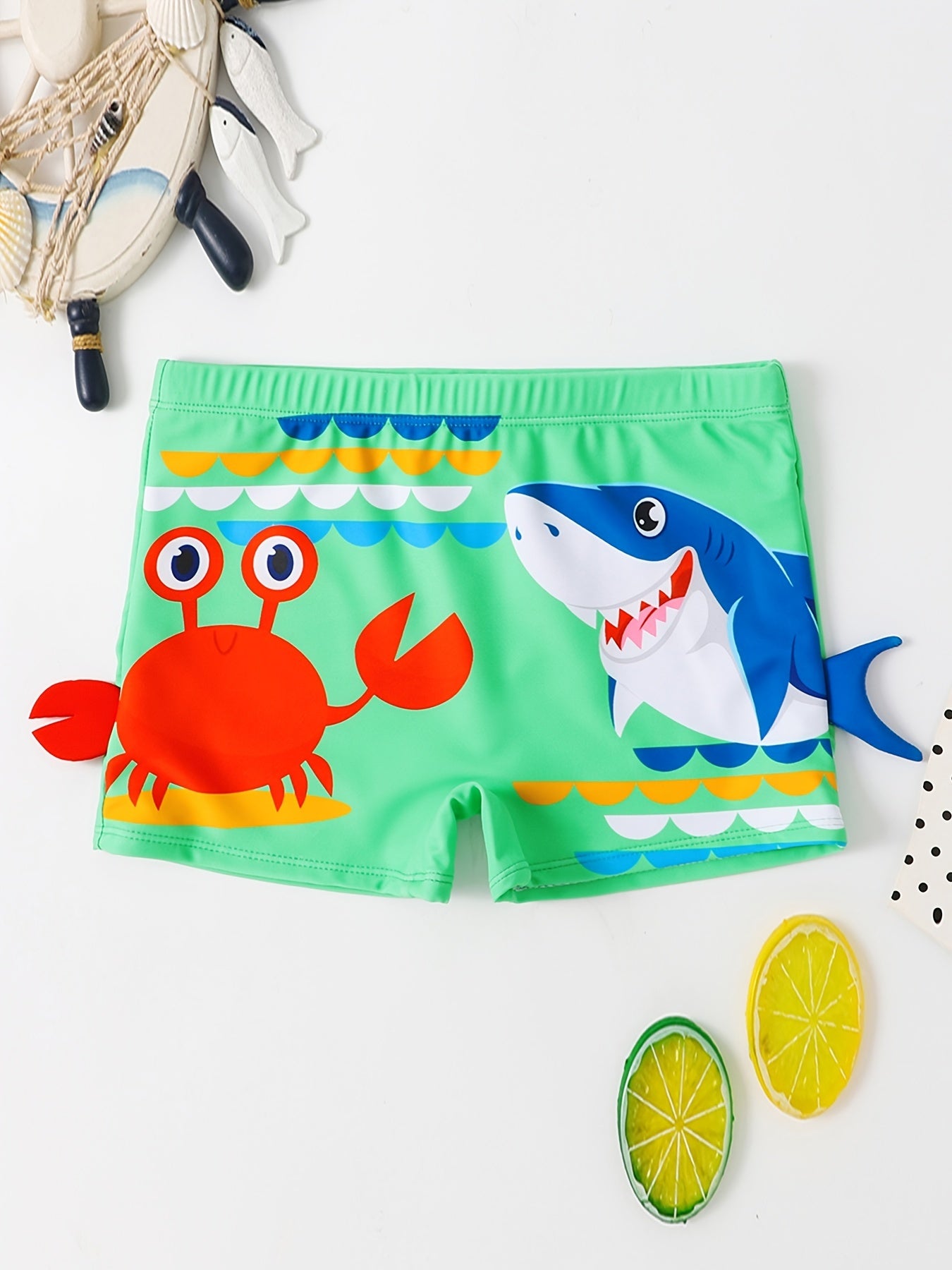 2023 New Kids Swim Trunks, Boys' Swimwear with Cartoon Characters, Quick-Dry, Non-Slip, Polyester Blend, Cute and Comfortable for Youngsters to Big Boys, Summer Casual Wear