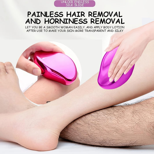 Painless Hair Removal Wand - Waterproof, Fragrance-Free Exfoliating Tool for Smooth Light Beige on Arms, Legs & Back, Purple & Pink Design with Textured Grip