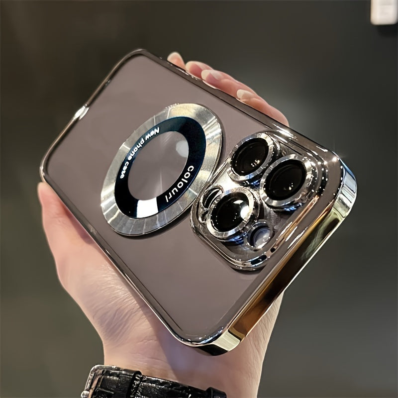 New Luxury Transparent Magnetic Wireless Charging Phone Case for iPhone 15 14 13 12 11 Pro Max Plus 15Pro Cases with Lens Protector Shockproof Soft Clear Cover