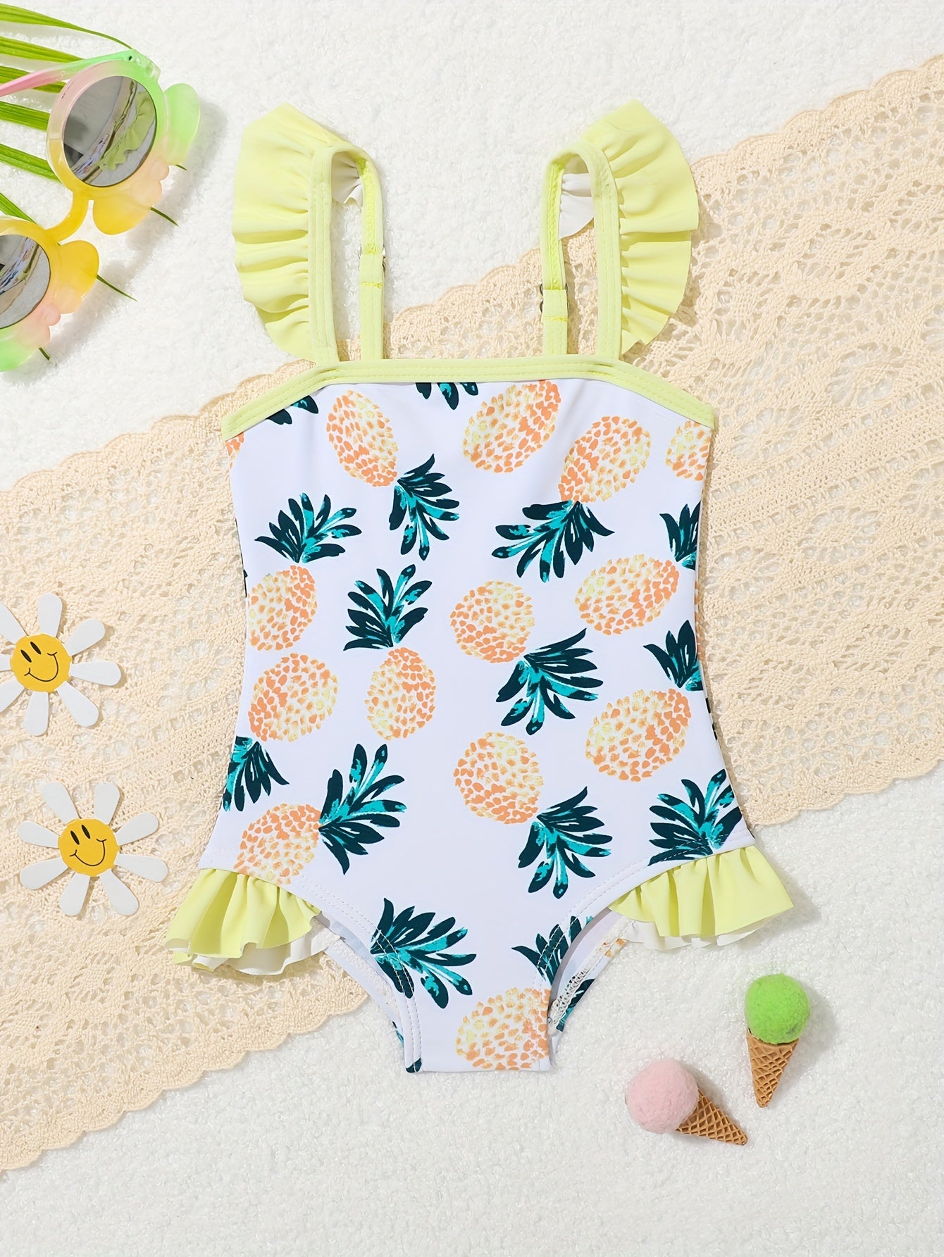 Baby Cute Rainbow Print Onesie Kids Swimsuit Girls Quick Drying Swimwear