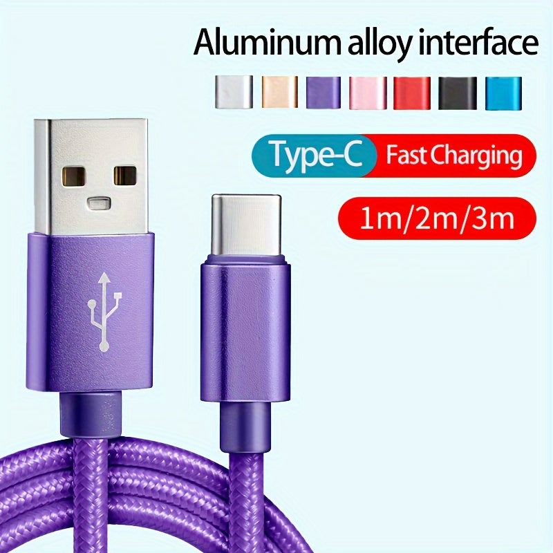 1pc/3pcs USB Type C cable for fast and safe charging is suitable for Samsung, Redmi, OnePlus mobile phone charging cables, with a length of 1m/2m/3m