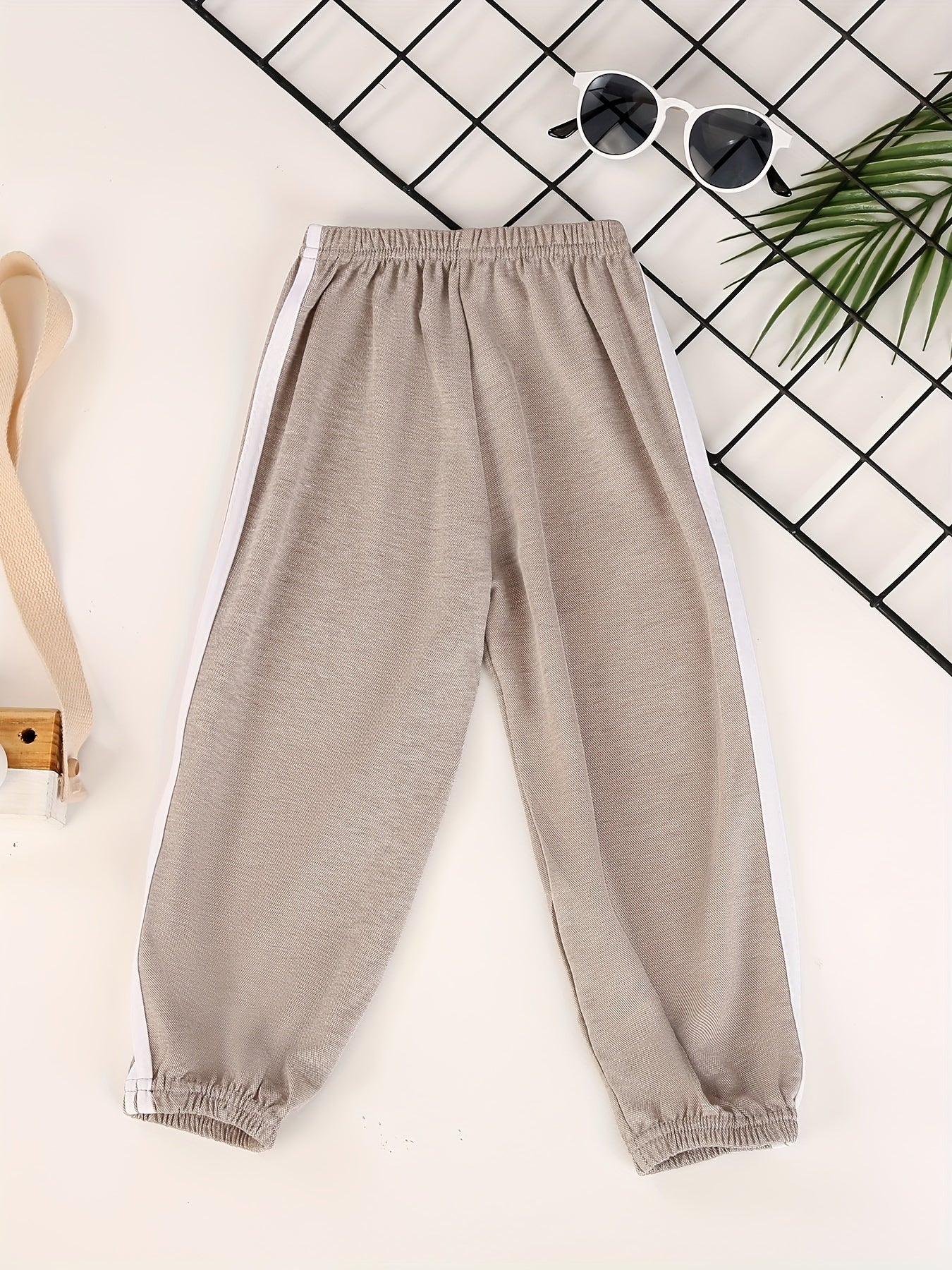 Thin And Lightweight Boys Summer Pants, Kids Side Contrast Color Tape Sweatpants, Casual Thin Jogger Pants For Outdoor Activities