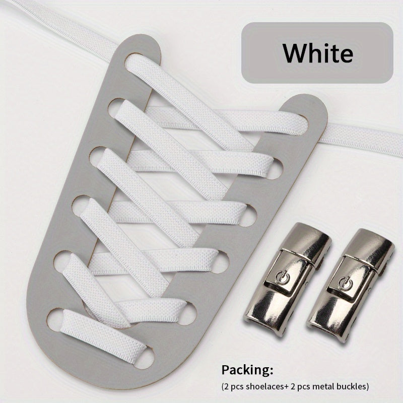 1Pair No-Tie Shoelaces with Buckles for Sneakers Sports Shoes
