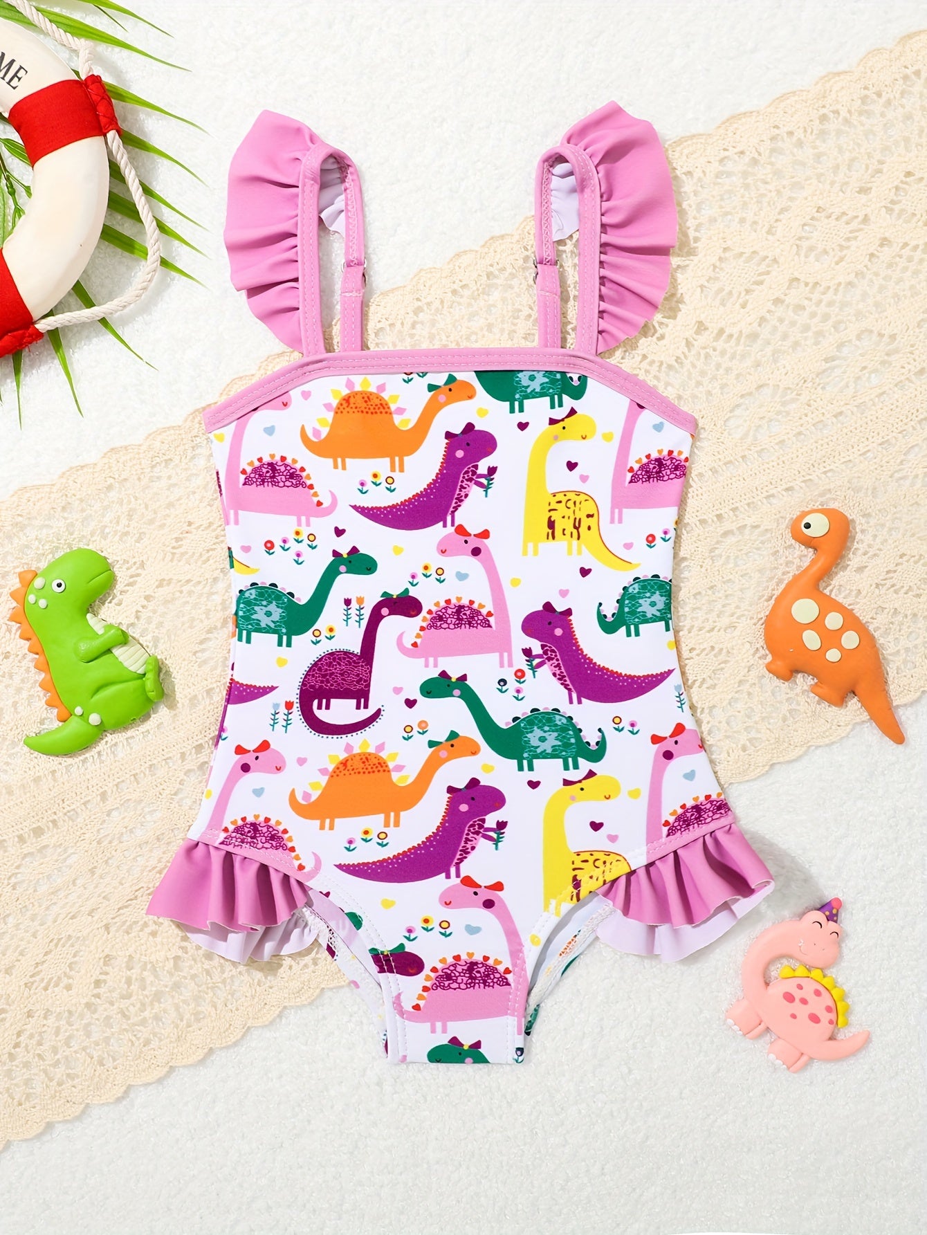 Baby Cute Rainbow Print Onesie Kids Swimsuit Girls Quick Drying Swimwear