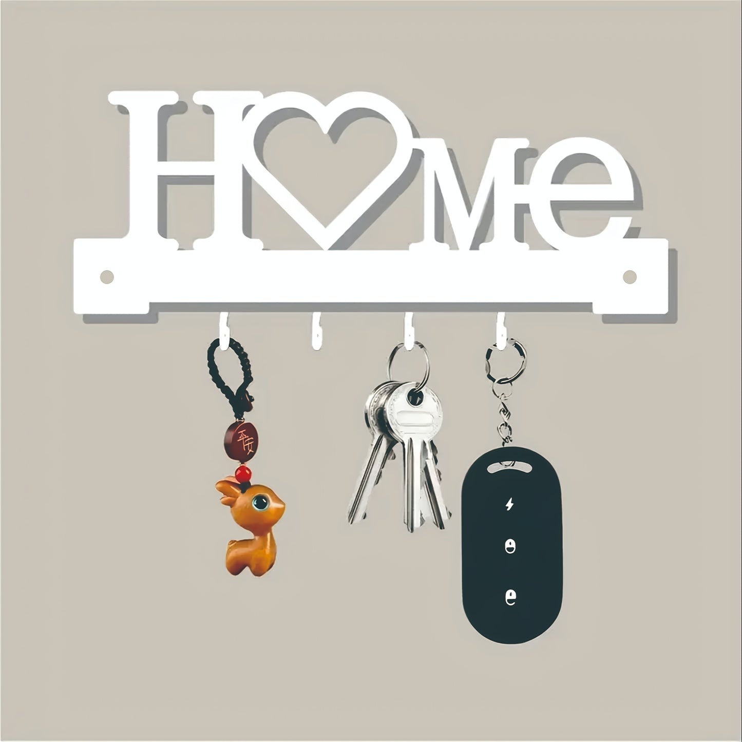 1pc heart shaped keychain wall mounted entrance organization rack with hook, multi-functional non-marking punch hook, suitable for home decoration in the living room