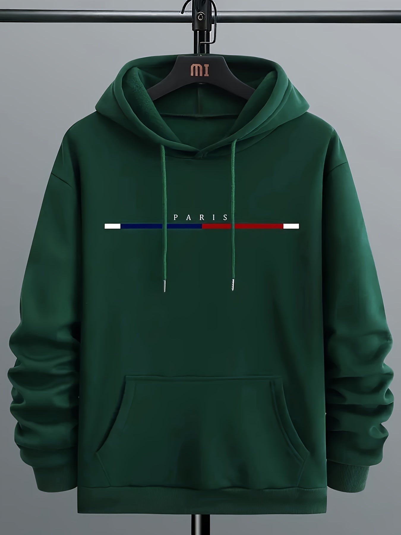 Paris Print Hoodie, Cool Hoodies For Men, Men's Casual Graphic Design Pullover Hooded Sweatshirt With Kangaroo Pocket Streetwear For Winter Fall, As Gifts