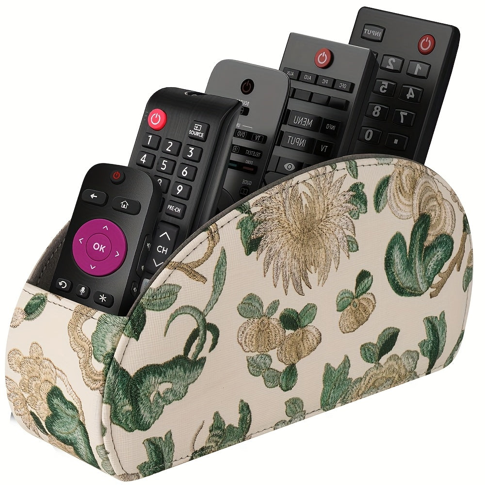 Remote Control Holder with 5 Compartments - Black Faux Leather Remote Caddy for TV, DVD, Blu-Ray, Media Player, And Heater Control, Independent Storage, Desk & Drawer Organizer for Home Storag, Desk & Drawer Organizer for Home Storage