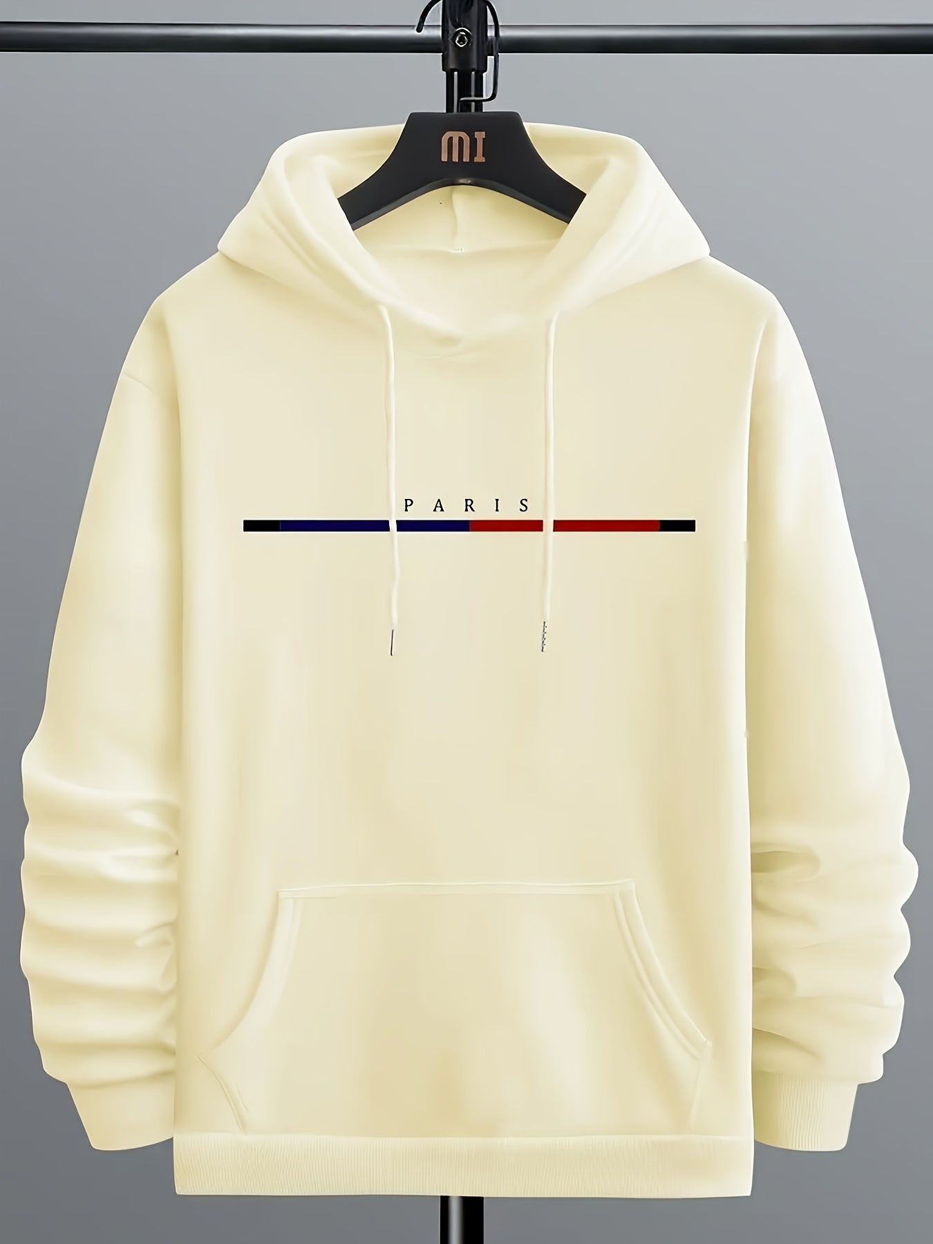 Paris Print Hoodie, Cool Hoodies For Men, Men's Casual Graphic Design Pullover Hooded Sweatshirt With Kangaroo Pocket Streetwear For Winter Fall, As Gifts