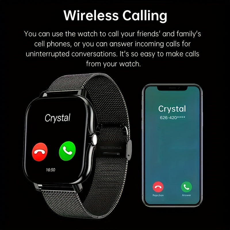 The New Full Touch High-Definition Men'S And Women'S Sports Smartwatch Features Wireless Dialing, Answering Calls, Motion Tracking, Photography, And Music Control. The Stylish Smartwatch Is Compatible with Android And Iphone, It'S a Gift for Men And Women