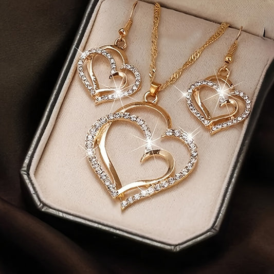 3pcs Double Heart Peach Heart Women's Set