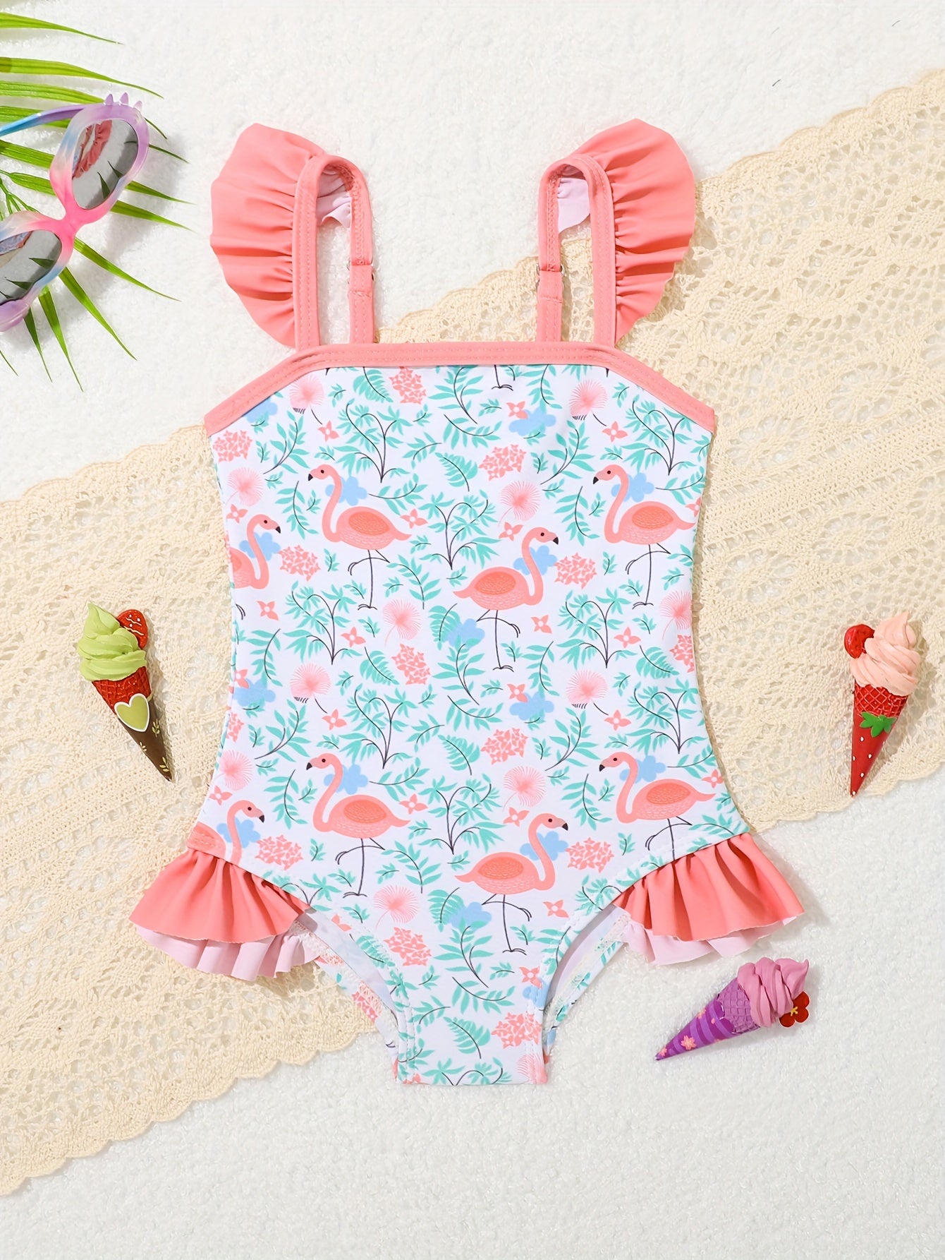 Baby Cute Rainbow Print Onesie Kids Swimsuit Girls Quick Drying Swimwear