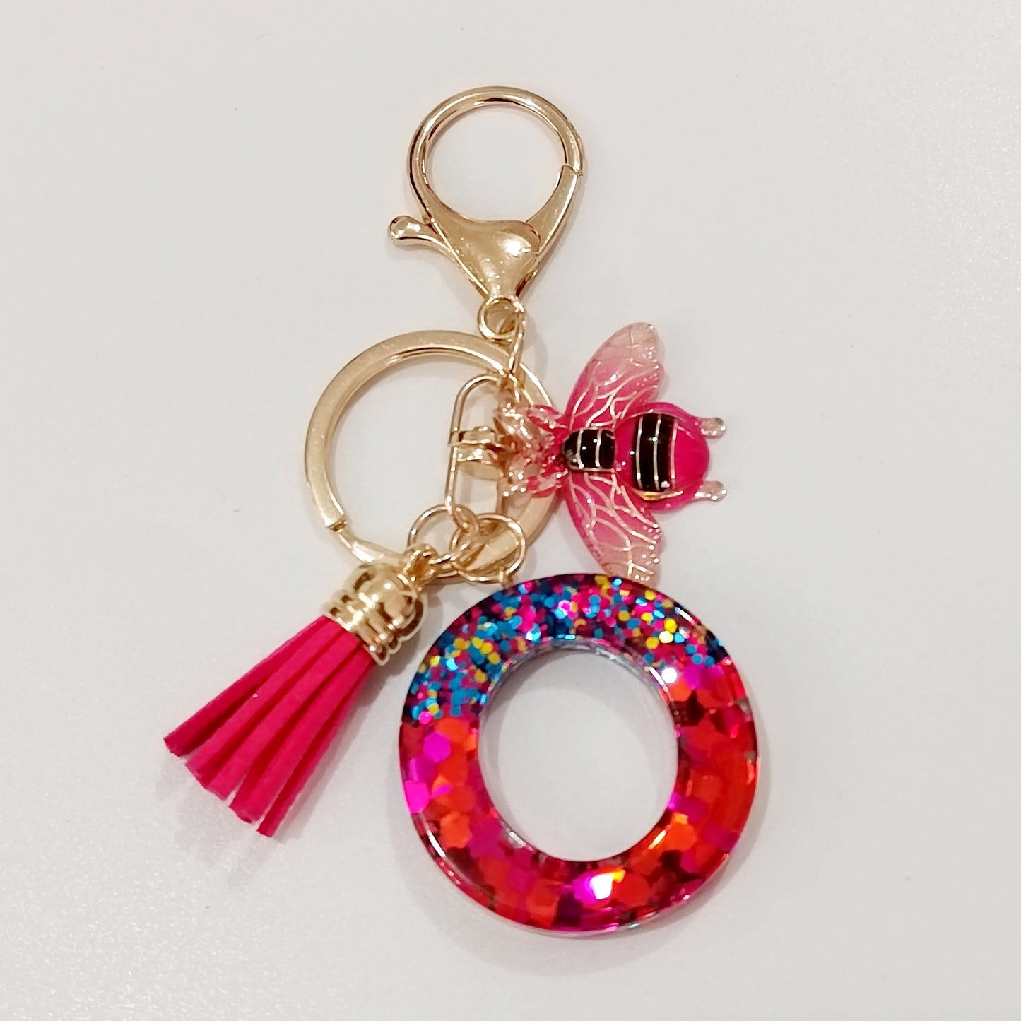 Dazzling Gift, Sparkling Alphabet Keychain with Sequin & Tassel - Mixed Colors, Geometric Design, Friendship Theme - Perfect for Bags & Gifts
