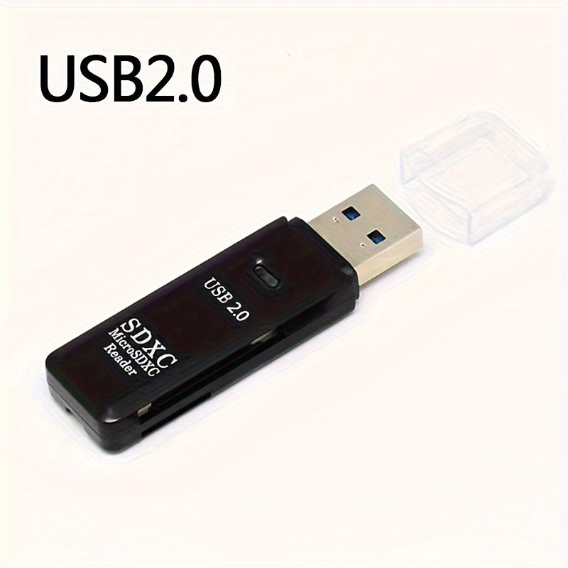2-in-1 USB 3.0 & 2.0 Card Reader, 5Gbps High-Speed Adapter for SD/MMC/RS-MMC/UHS-I Cards, PVC, Compatible with PC and Camera Storage, Micro Sd Card to USB Adapter
