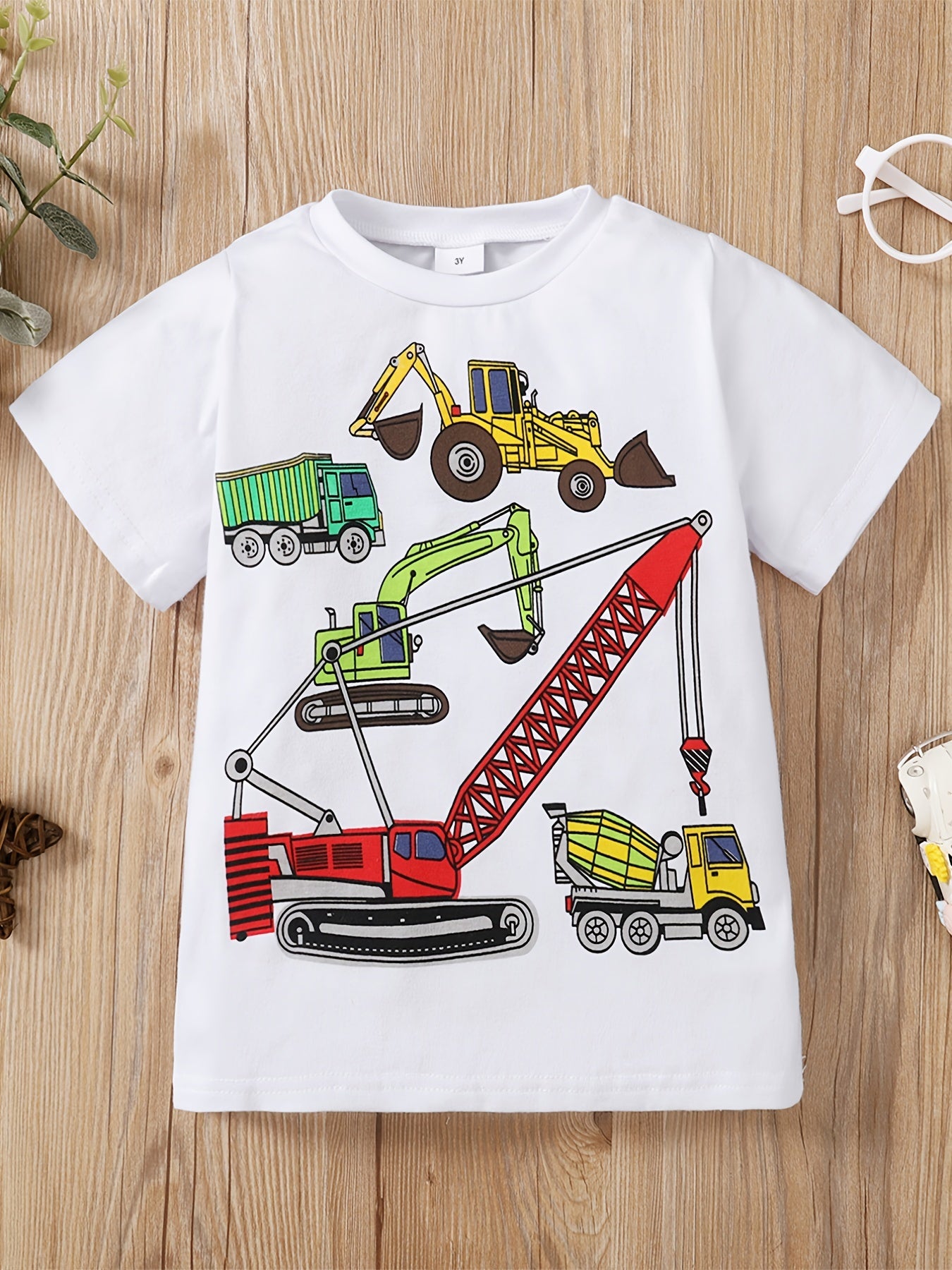 Excavator Print T-Shirt Boys Clothes Summer