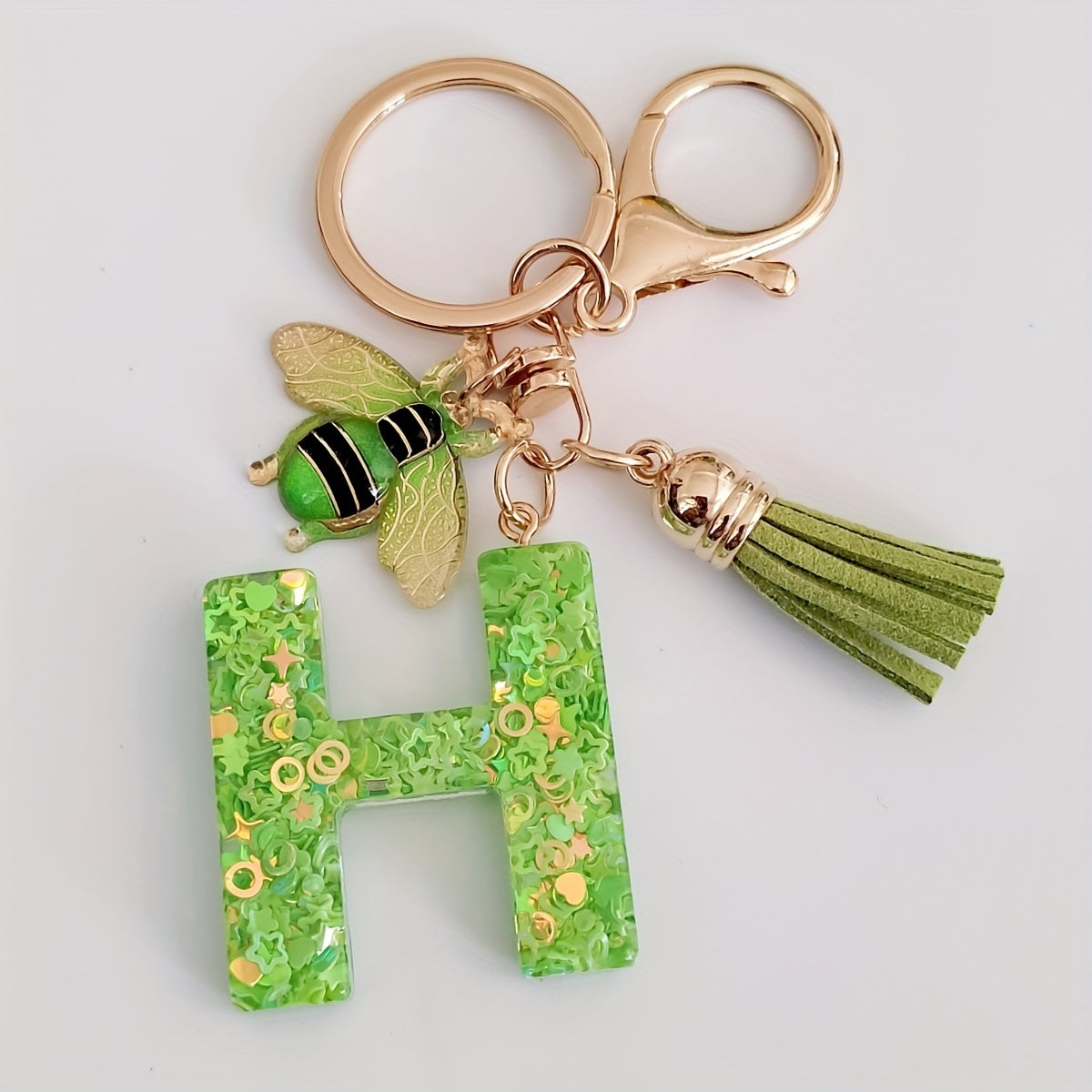 Dazzling Gift, Sparkling Alphabet Keychain with Sequin & Tassel - Mixed Colors, Geometric Design, Friendship Theme - Perfect for Bags & Gifts