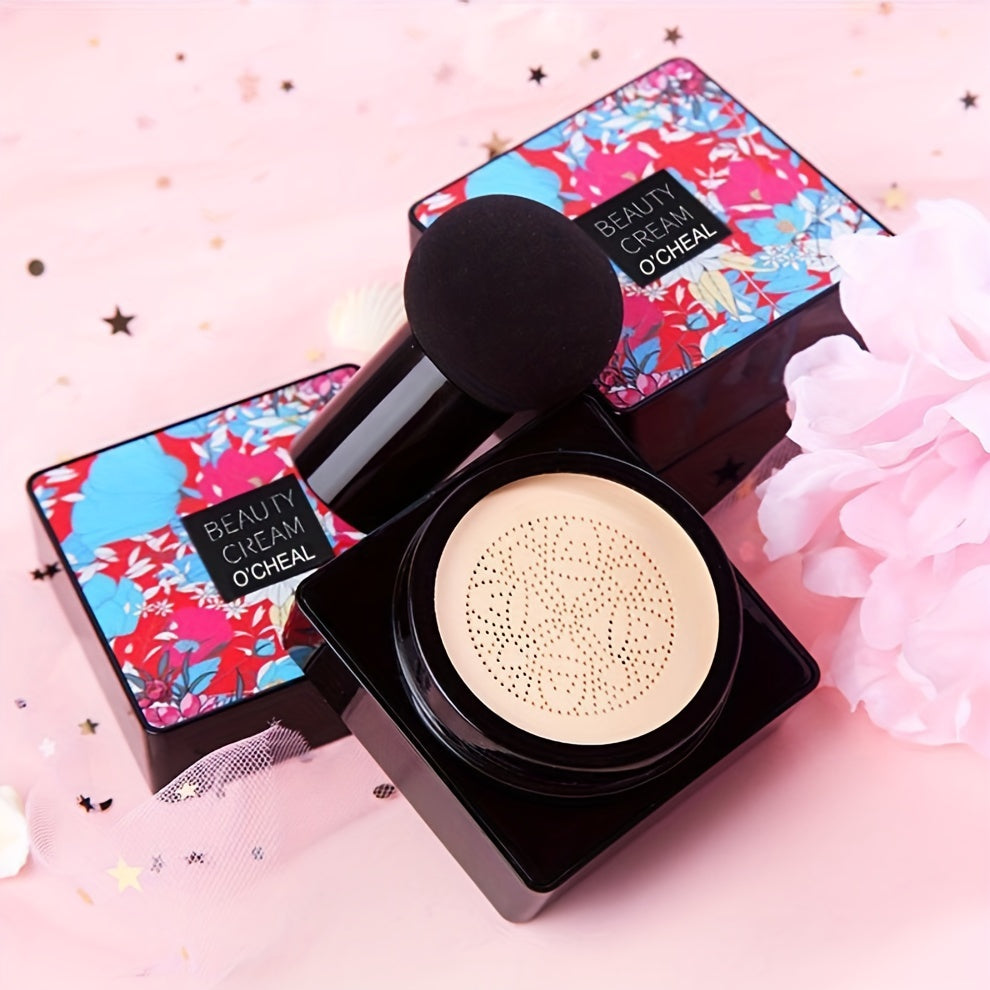 Mushroom Head Foundation BB Cream - Full Coverage, Long-Lasting Moisturizing Concealer for All Skin Types, Natural Nude Finish with Floral Packaging, Longlasting Foundation | Artistic Packaging | Vibrant Design