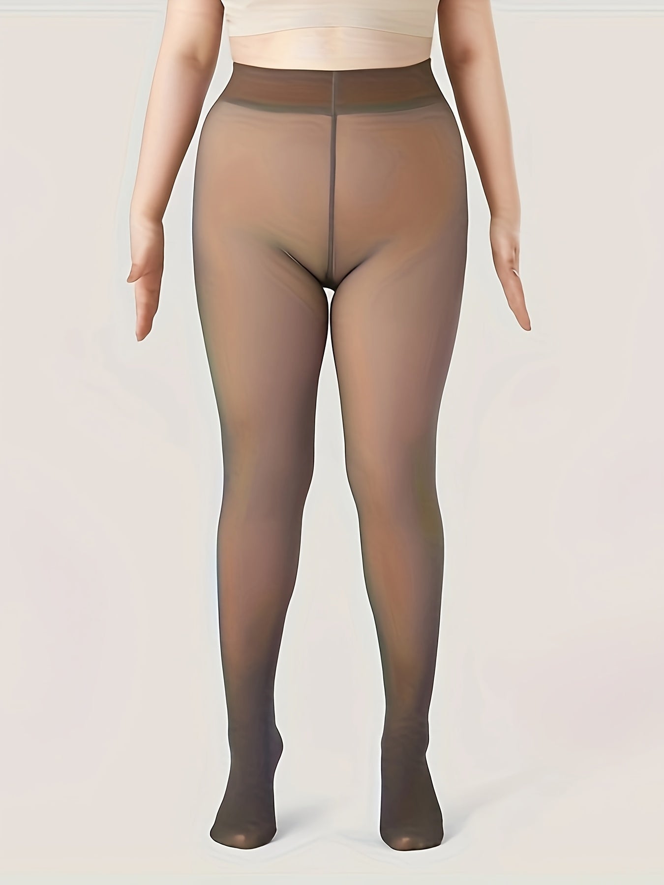Plus Size Women's Sheer Tights - Light Beige-Toned Seamless Pantyhose, High-Quality Stretchy Comfort, Machine Washable for Fall Winter & Year-Round Wear, Versatile for Casual to Formal Outfits, Seamless Shapewear, Flattering Fit Leggings, Soft Texture Leg