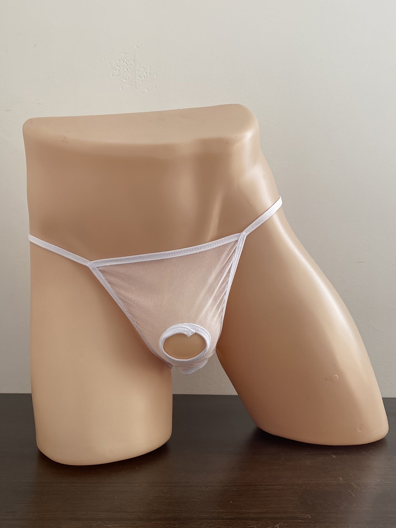 Men's Erotic Hollow Design Free Release Double Thong Hollow Transparent Hole Briefs Stretch See Through Flirting Mesh T Pants Thongs