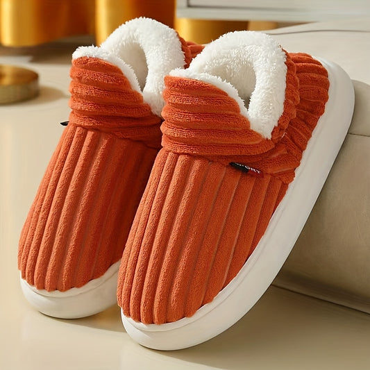 Cozy Winter Plush-Lined Slipper Boots for Women - Thick Sole, Indoor/Outdoor Warmth, Soft Fabric, Available in Gray, Pink, Green, Blue, Brown with EVA Sole, Hand Washable