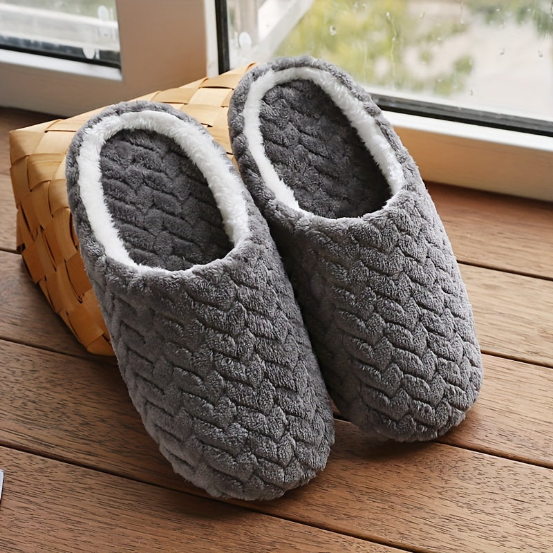 Cozy Plush-Lined Corduroy Slippers for Men and Women – Soft, Quiet, Non-Slip Indoor House Shoes in Gray, Brown, Pink, Purple & More – Perfect for Autumn and Winter Comfort, House Slippers
