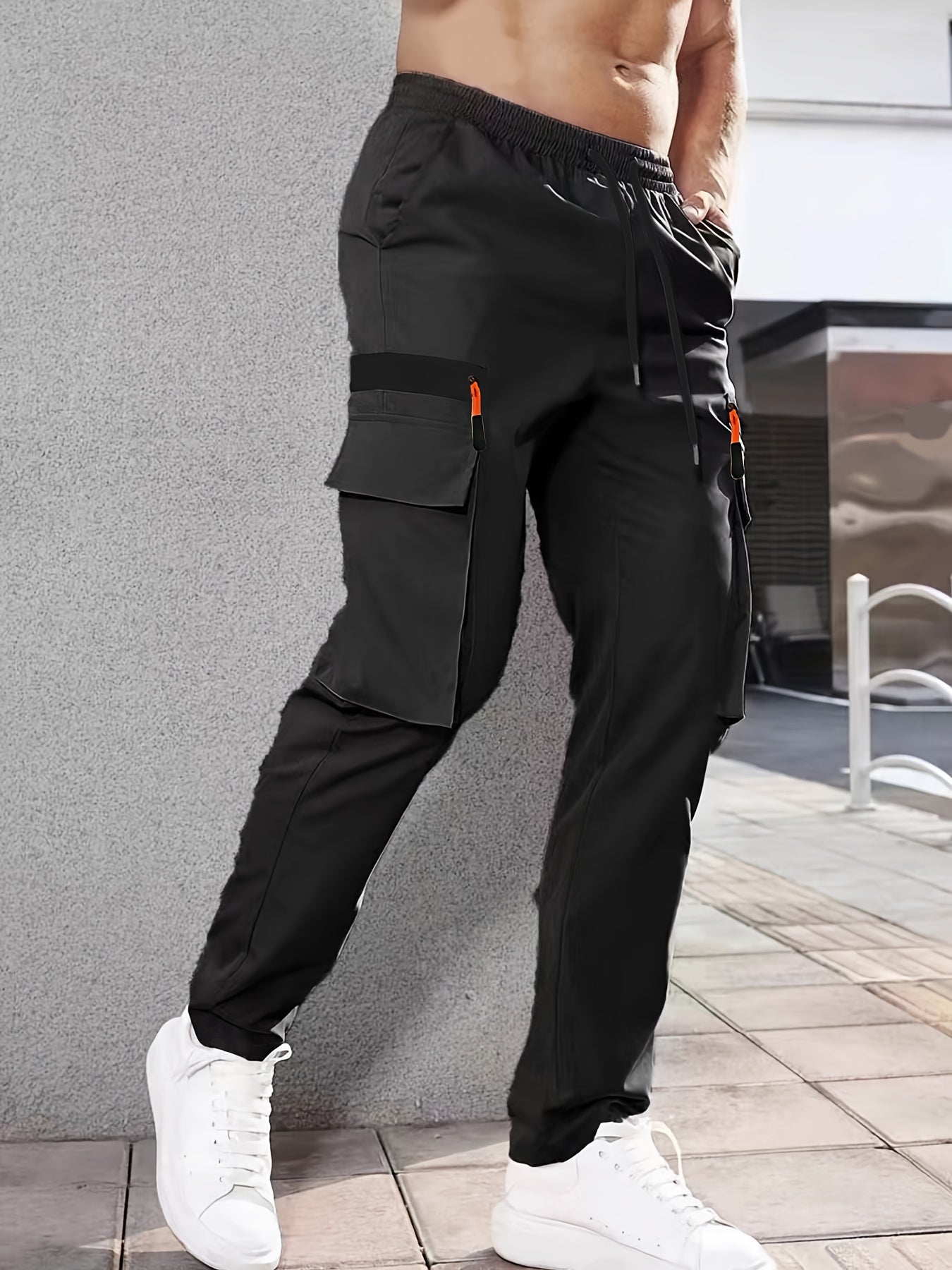 Men'S Stylish Cargo Pants - Versatile, Casual, and Slim Fit with Multiple Pockets, Straight-Leg Design, Perfect for Spring and Fall, All-Season Comfort, Solid Color, Allseason Pants | Straightleg Pants | Polyester Pants