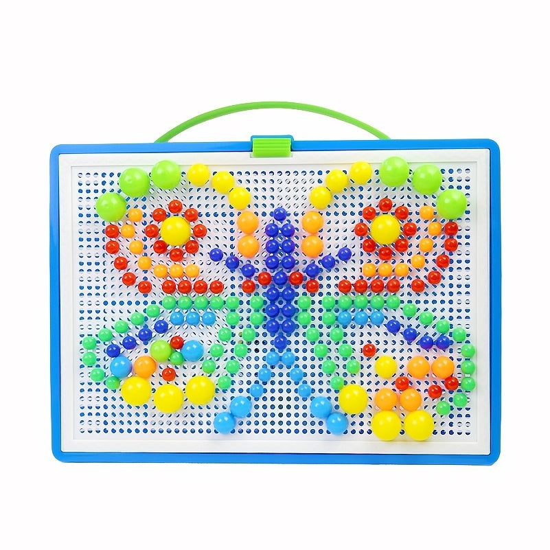Diikamiiok 296pcs Plastic Mushroom Nail Building Blocks Puzzles Kids Educational Game Color Cognition Intellectual Educational Toys For Children Gifts Easter Gift Christmas, Halloween Gift