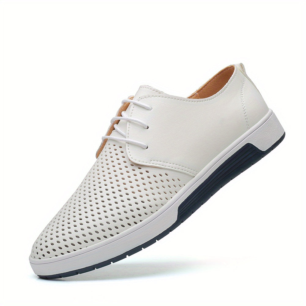 Men's Classic Oxford Dress Shoes - Solid Color, Round Toe, Lace-Up Closure, Microfiber Synthetic Upper & Inner, Rubber Sole & Insole, Business Style for All Seasons