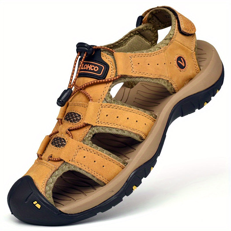 Clohoo Brand Cowhide Rubber Thick Sole Handmade Casual Bag Head Men's Sandals