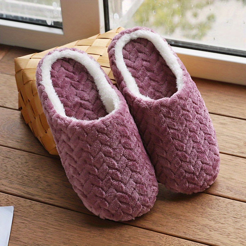 Cozy Plush-Lined Corduroy Slippers for Men and Women – Soft, Quiet, Non-Slip Indoor House Shoes in Gray, Brown, Pink, Purple & More – Perfect for Autumn and Winter Comfort, House Slippers