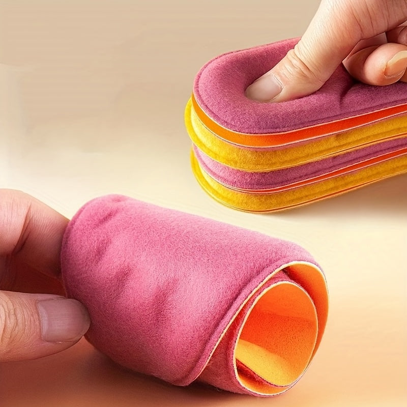 1 Pair Cozy Memory Foam Insoles for Women - Warm & Comfortable Winter Sports Shoe Inserts, Hand-Washable, Polyester & Nylon Blend, Available in Yellow & Pink