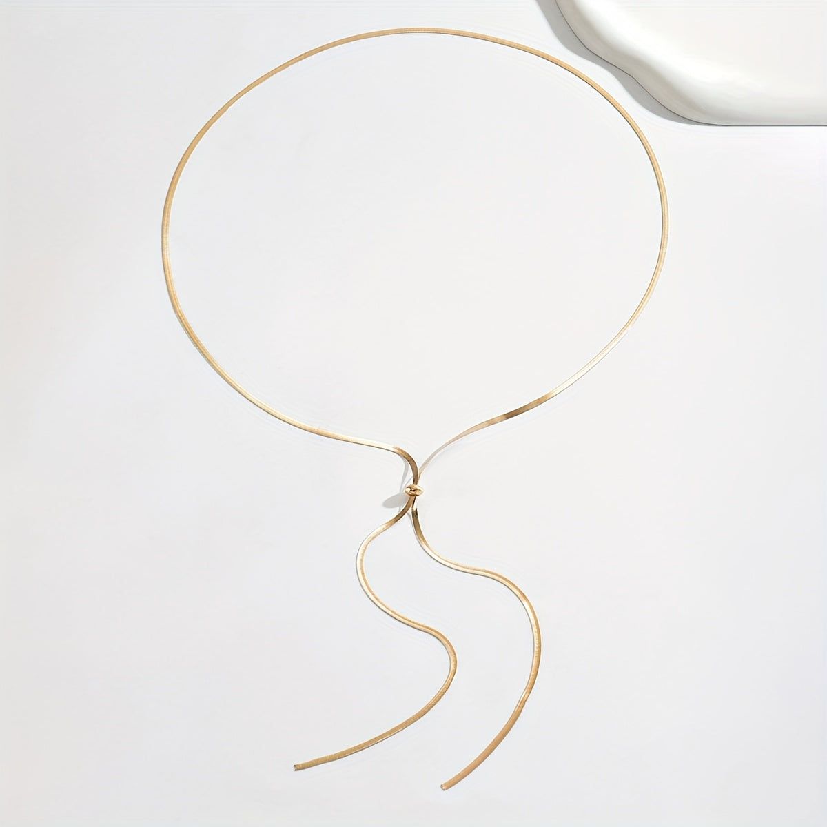 1pc Stainless Steel 18K gold plated Plated, Adjustable Y-shaped Long Necklace, No Fading, Minimalist Drawstring Sweater Chain, Personality Flat Snake Bone Chain, Women's Necklace, Golden Necklace, Niche High-end Fashionable Tassel Snake Bone Chain