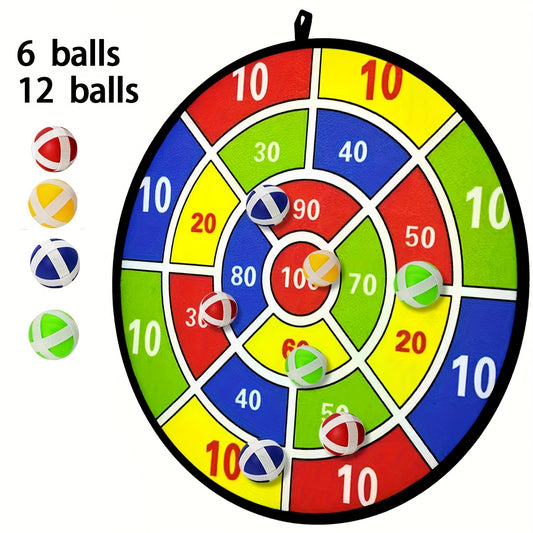 12 Adhesive Balls/6 Adhesive Darts Board Set Indoor Outdoor Toy Family Interactive Birthday Gift Party Game Supplies