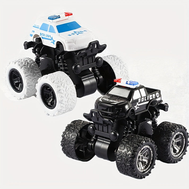 Police Car Rotatable Four-Wheel Drive Inertial Stunt Off-Road Vehicle Model Children'S Toy Boy Toy Car Stall Toy Inertial Off-Road Vehicle Toys Super Resistant Climbing, As Halloween Gift for Winter