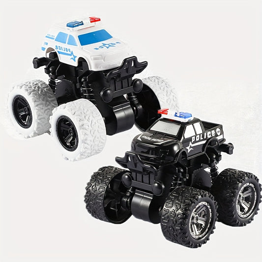 Police Car Rotatable Four-Wheel Drive Inertial Stunt Off-Road Vehicle Model Children'S Toy Boy Toy Car Stall Toy Inertial Off-Road Vehicle Toys Super Resistant Climbing, As Halloween Gift for Winter