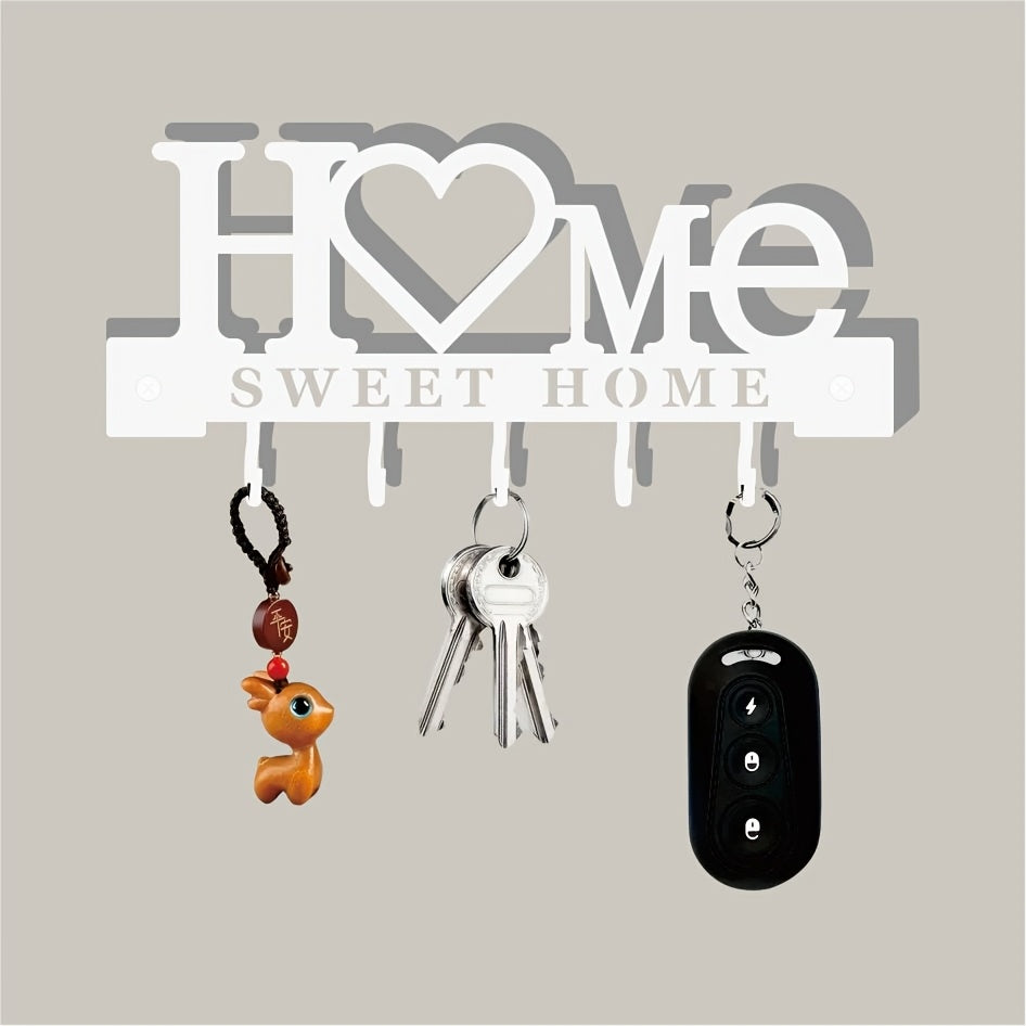 1pc heart shaped keychain wall mounted entrance organization rack with hook, multi-functional non-marking punch hook, suitable for home decoration in the living room