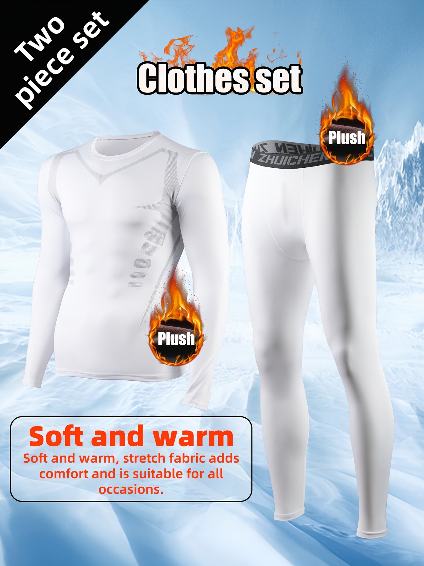 Two-Piece Fleece-Lined Sports Set for Men: Autumn and Winter Warm-Up Running Gym Clothes, Tight-Fit Training Gear for Morning and Night Runs