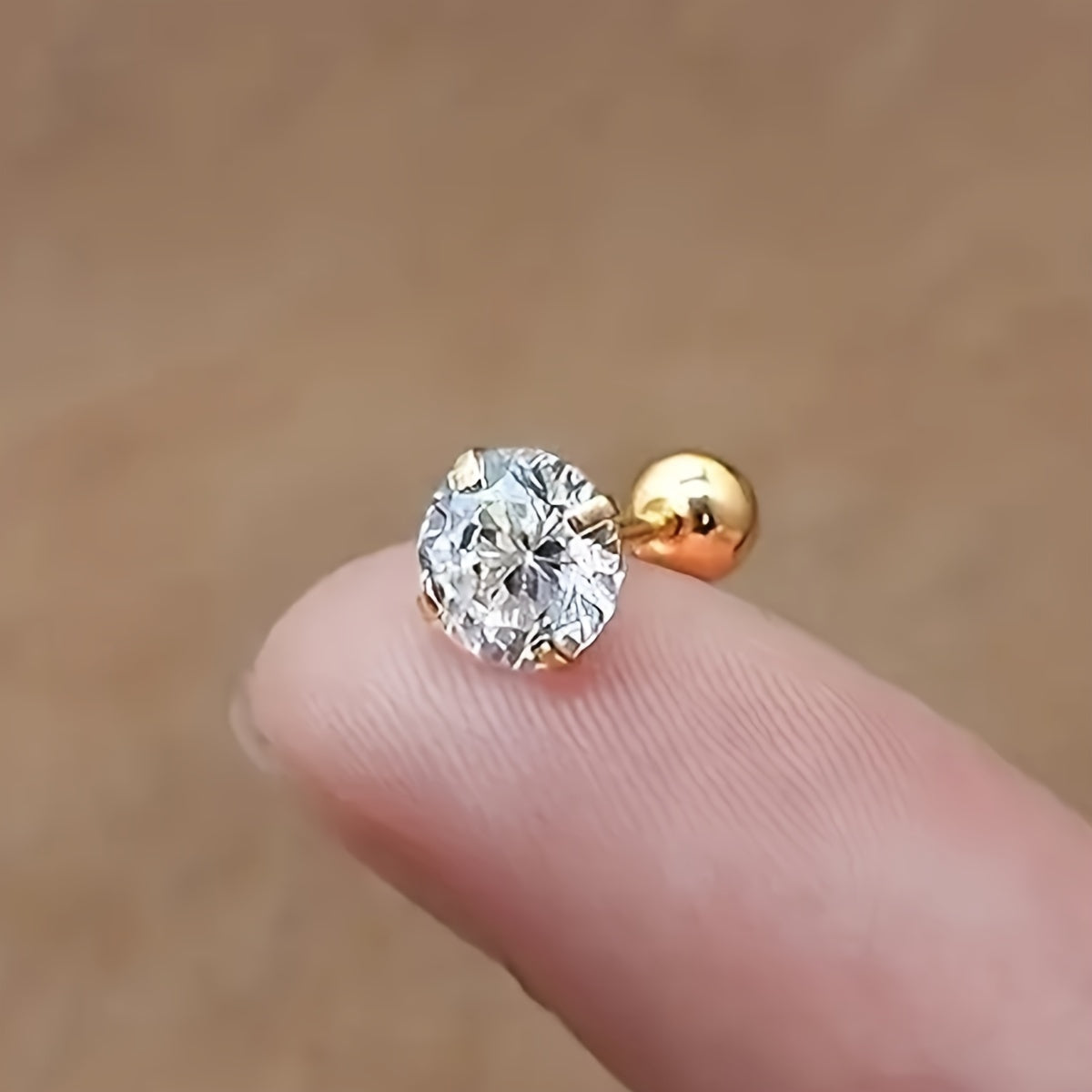 One or three pairs of stainless steel Golden four-prong twisted ball cubic Synthetic Zirconia earrings, simple and stylish jewelry suitable for daily wear by women