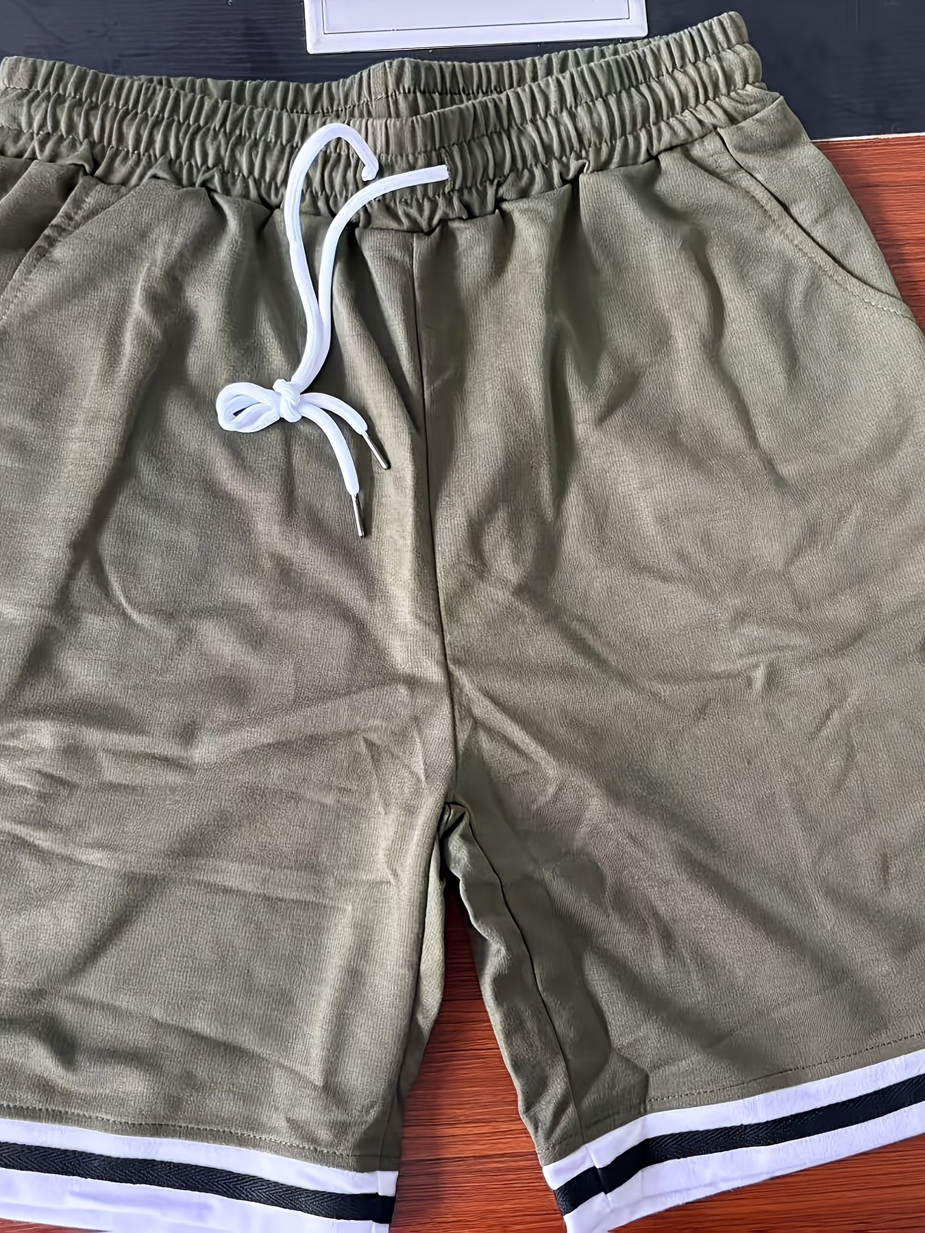 2025 New Casual Men's Set Round Neck Short Sleeve T-Shirt Summer Drawstring Shorts Solid Color Men's Suit