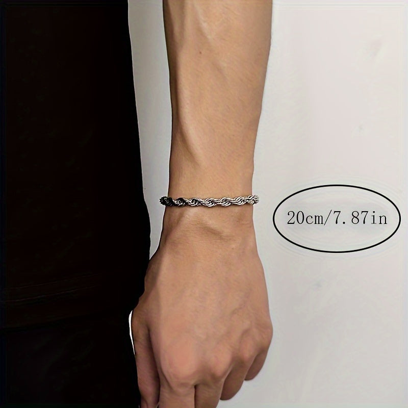 1 Stainless Steel Cuban Chain Bracelet for Men - Hip-Hop High Street Style Uncoated Metallic Finish, Durable Tarnish-Resistant Design, Versatile for Casual & Formal Wear, Modern Urban Jewelry, Formal Accessory, Contemporary Fashion, Tarnishresistant Finis