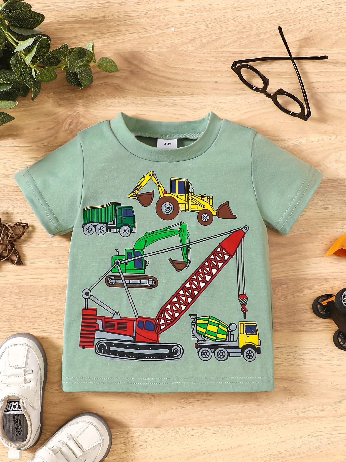 Excavator Print T-Shirt Boys Clothes Summer